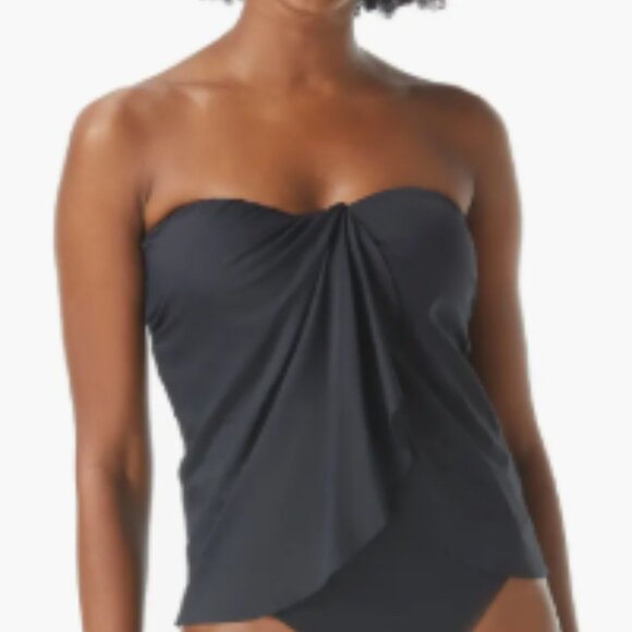 Vince Camuto Standard Draped Bandini Top Bikini Black Small NWOT - Picture 1 of 7